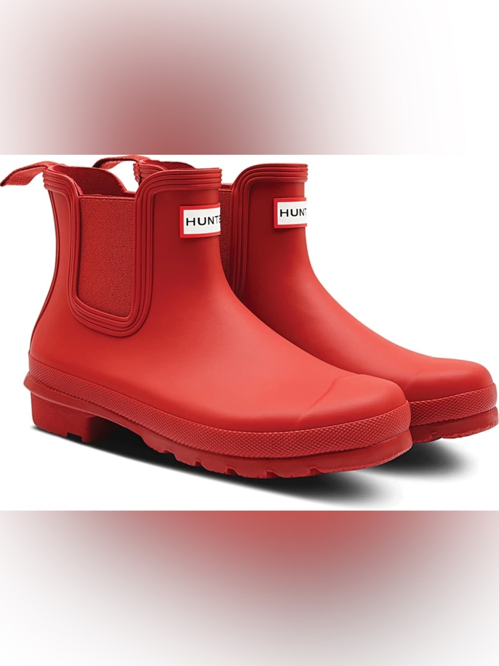 Hunter Short Chelsea Rain Boots in Bright Red